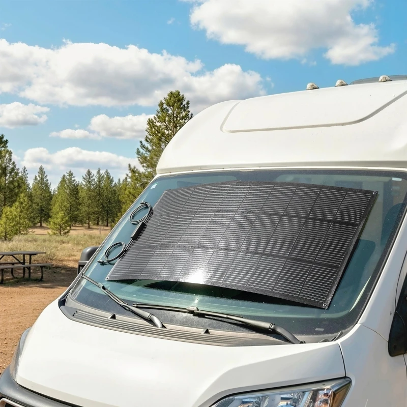 Chargeur solaire portable 100W 18V avec 2 ports USB, écran LCD, étanche IP67, haute efficacité 24,6%, conception flexible ETFE pour camping-car, camping et alimentation extérieure