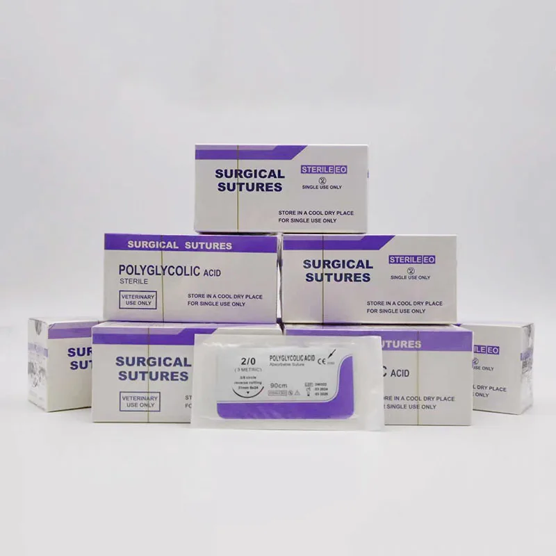 

Ветеринарный впитывающийся шов PGA с иглой 90 см, хирургические шовные принадлежности для домашних животных, хирургические принадлежности без удаления