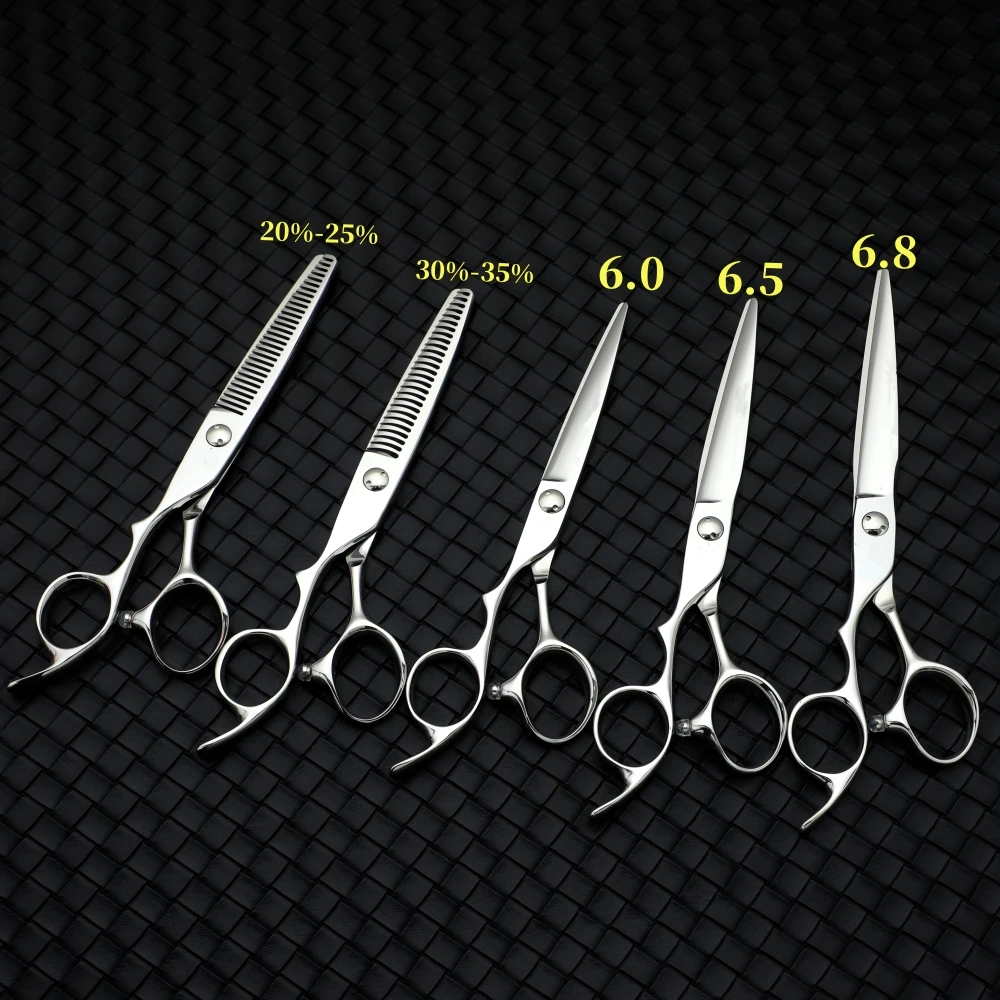 Left-Handed Professional Barber Scissors Set ，Japan 440C steel， Haircutting tool for left-handed people 6-6.5-6.8inch