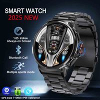 LIGE 2025 1.85-inch Ultra HD Smartwatch Men's GPS Track Outdoor Sports Steel Bracelet 710mah Large battery 400+ dial Smartwatch