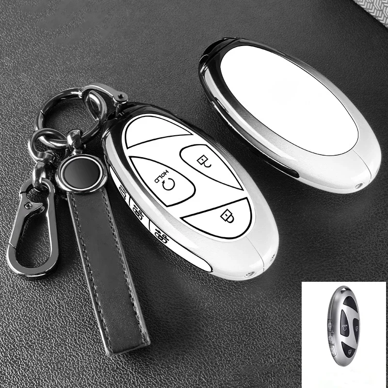Zinc Alloy for Hyundai Ioniq 6 Grandeur GN7 KONA 2023 2024 2 3 Button Smart Remote Car Key Case Cover Fob Keychain Accessories