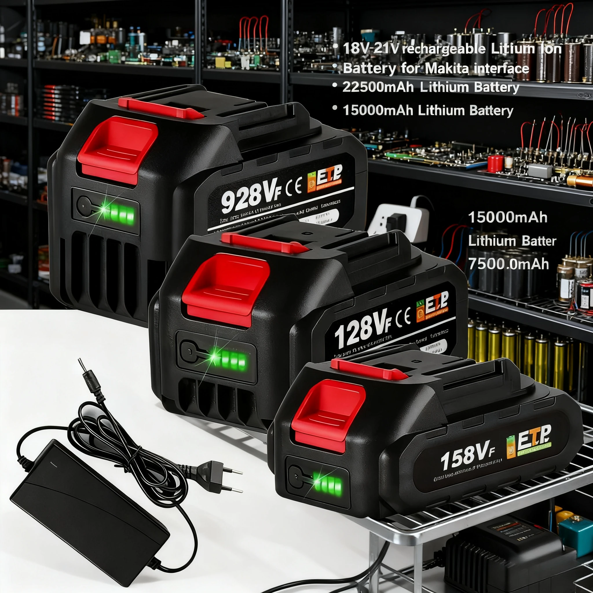 

18V Rechargeable Lithium Ion Battery 22500mAh 15000mAh 928VF , For Makita Brushless Chainsaw Drill Electric Wrench Tool Battery