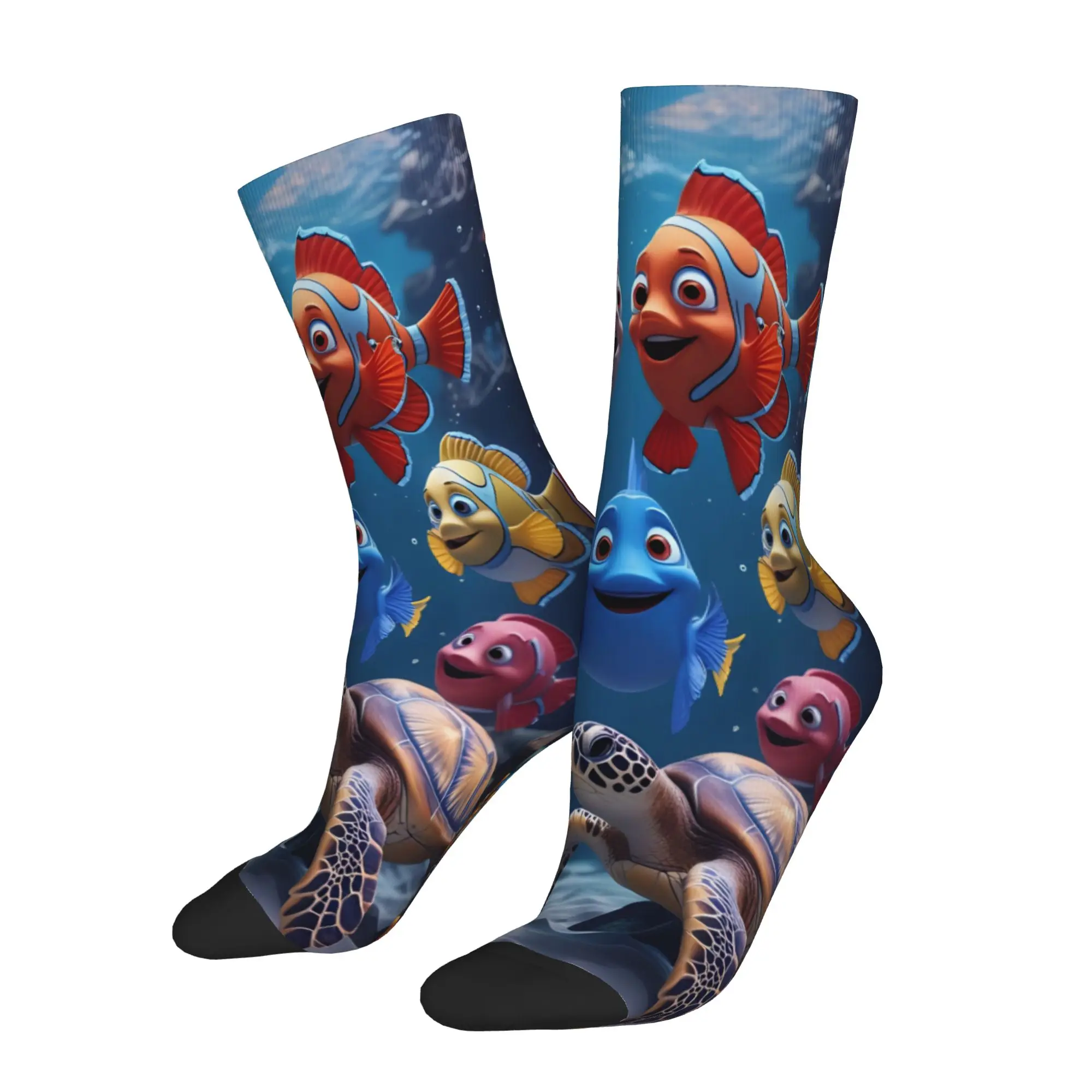 Nemos cartoon fish Merch Men Women Socks Breathable  Graphic Crew Sock Cute Gift Idea