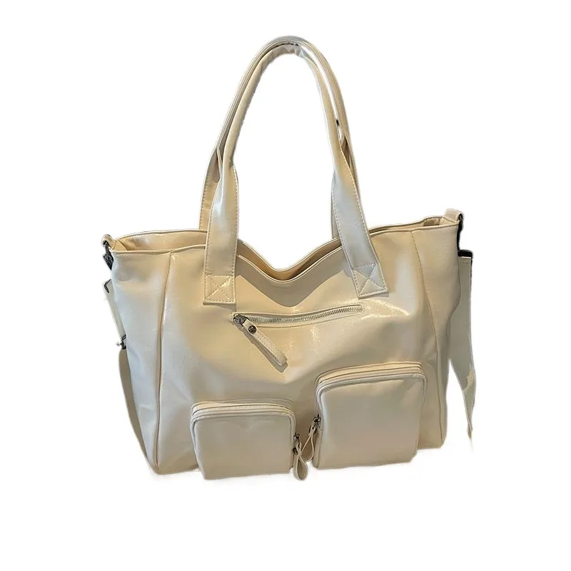 

Casual Big Tote Spring New British Style Large-capacity Laptop Bag White Student Shoulder Messenger Bag Exquisite Simple Leisure