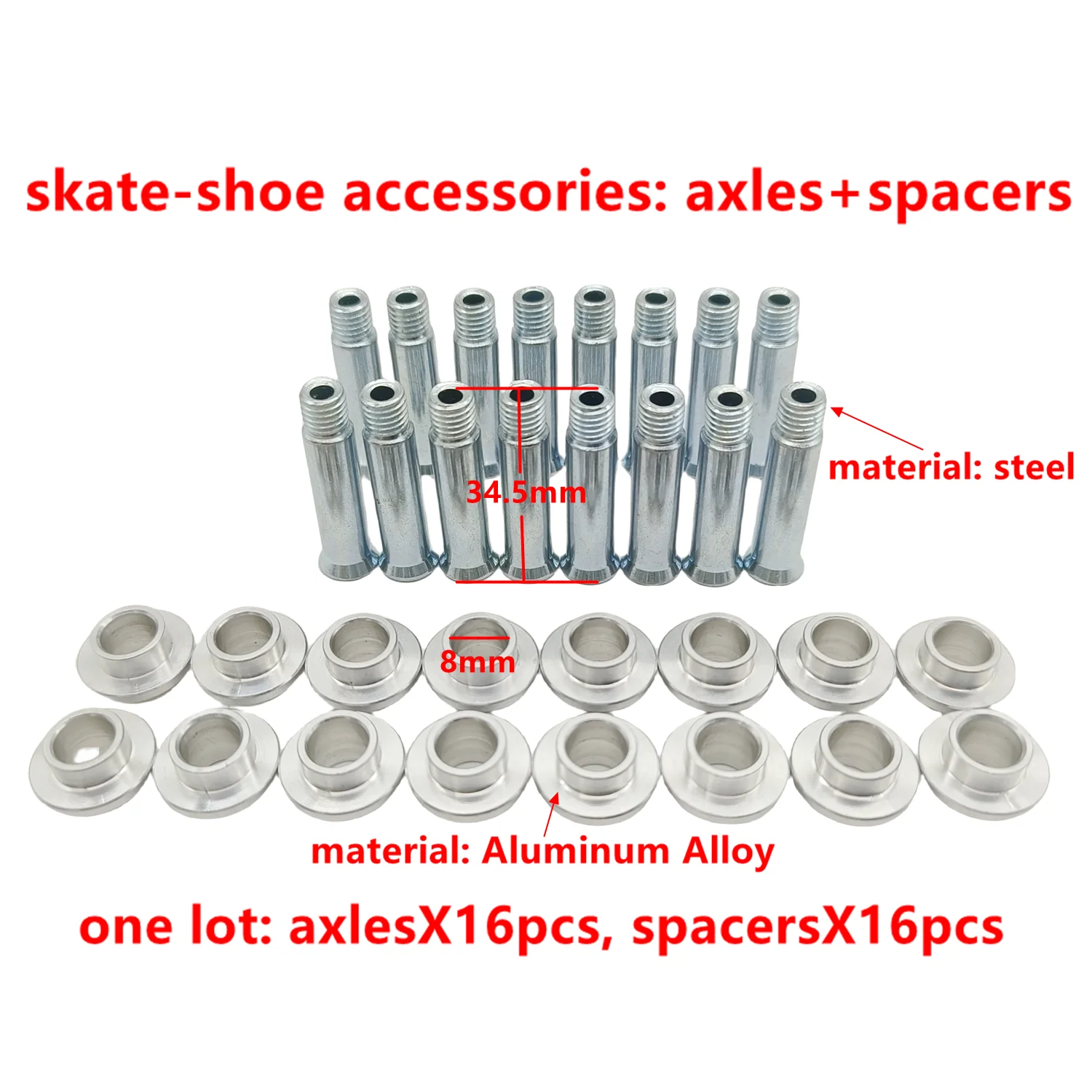 Inline skate-shoe accessories skate parts axles spacers colorful axles screws buckles belts