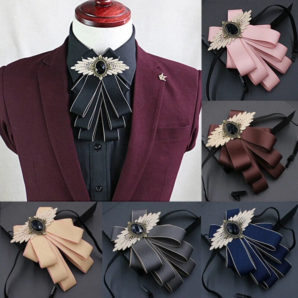 ใหม่Fauxหินผู้ชายชุดLapelดอกไม้โพลีเอสเตอร์Bow Tieเนคไทคอตกแต่งงานแต่งงาน