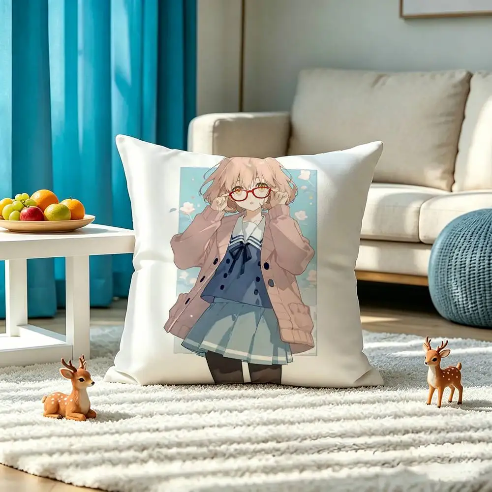 Anime B-Beyond the Boundary Square Double-Sided printed Pillow Case Bedroom Bedside Pillow Sofa Cushion Cover
