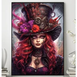 5D Diy Diamond Painting New Collection 2024 Steampunk Gothic Girl Full Square Round Rhinestone Embroidery Cartoon Mosaic Picture