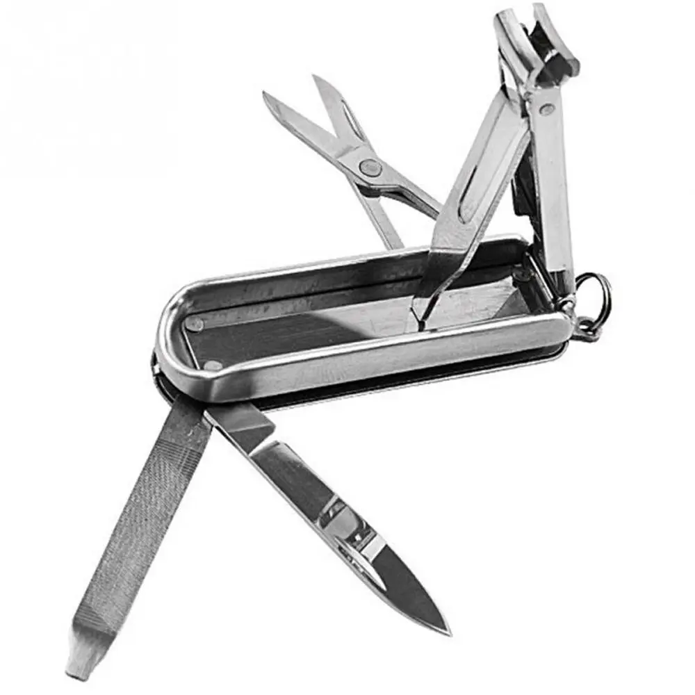 الصلب السفر مع حامل سلسلة المفاتيح المنزل مانيكير باديكير مسمار التشذيب أداة مقص أظافر للطي مسمار كليبرز أظافر الملقط