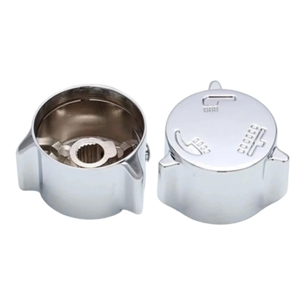 Shower Handle Replacement 2 Pieces with Three Level Adjustable Wheel for Mixing Valve Zinc Alloy Bathroom Silver