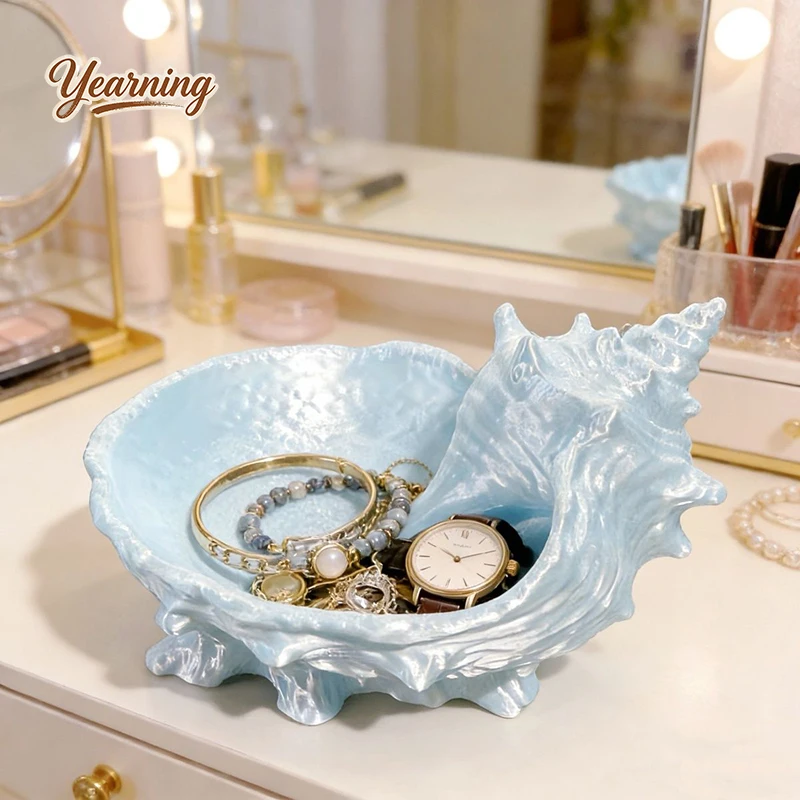 

Conch Beach Style Desktop Storage Box Jewelry Organizer Vanity Tray Decorative Bowl Birthday Gift For Girls
