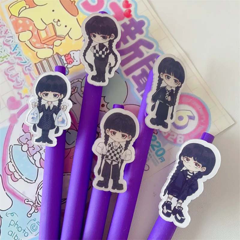 

Гелевая ручка Wednesday 0,5 мм, американская драма Аддамс, черные сменные ручки для подписи, студенческие канцелярские принадлежности с героями мультфильмов, школьные принадлежности, подарки