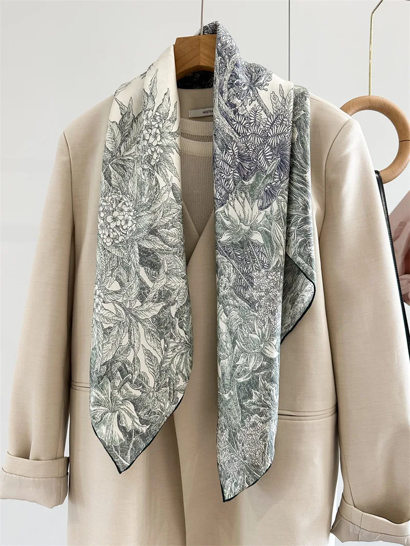 90CM Silk Scarf Hand Rolled Scarf 90*90cm Designer Manual Mulberry Silk Scarfs 100% Natural Silk Mother Gift Head Neck Shawls