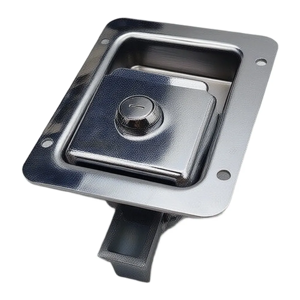 GS-7W Chrome Steel Cabinet Door Lock Panel 120x90mm With Round Cylinder For Industrial Equipment Security Replacement Part