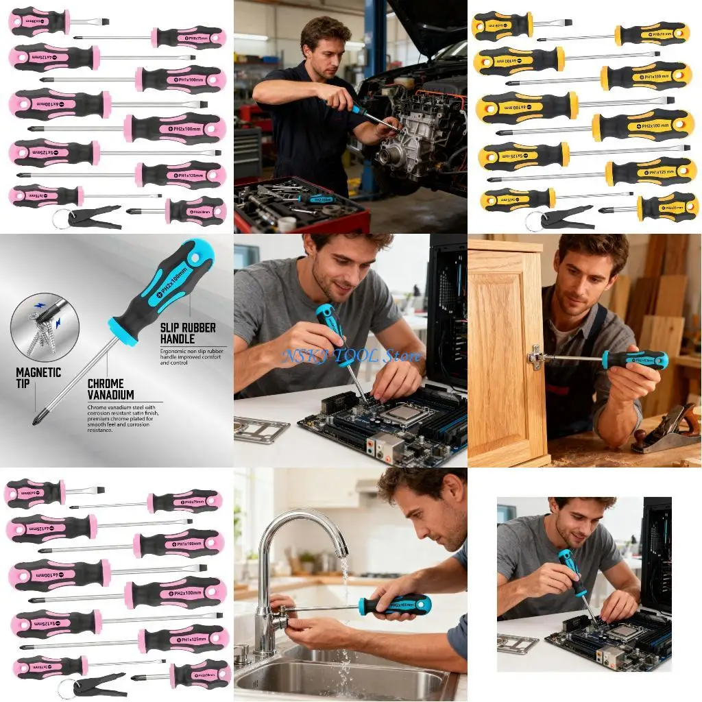 

L8RC Professional Screwdriver Set 12pc With Ergonomic Grip And Storage Bucket For Accuracy Work