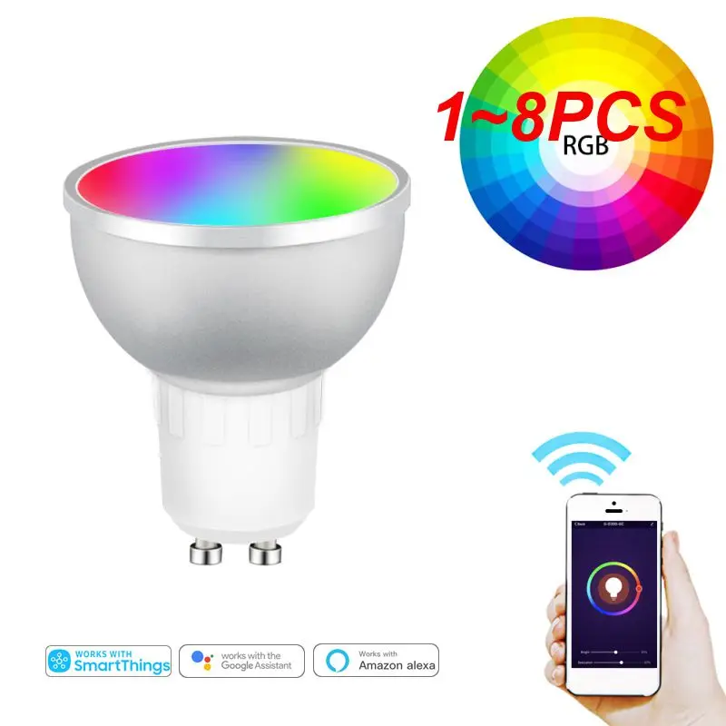 

1~8PCS Smart Light Bulb Voice Control Tuya 3.0 Rgbcw 5w Smart Home Smart Led Light Bulb Work With Alexa Home