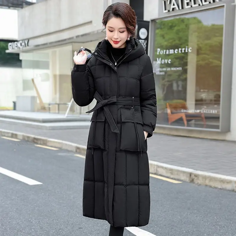 2025 Winter New Women's Down Cotton Jacket Hooded Commuter Strap High Street Cotton Jacket