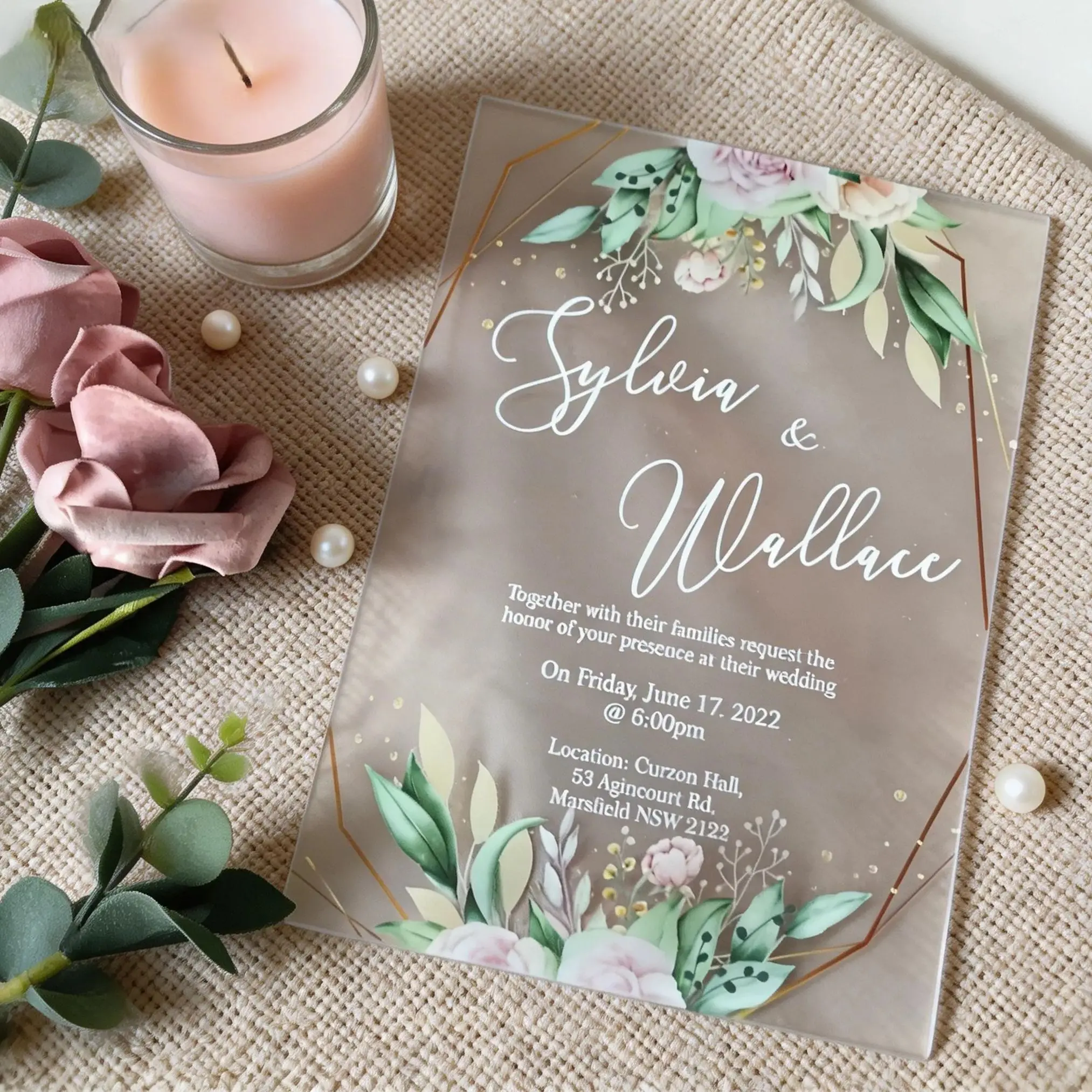 

10pcs Customized Transparent Acrylic Wedding Invitation Card,Birthday Personalized Invite Cards,Party Gift Favor Decoration