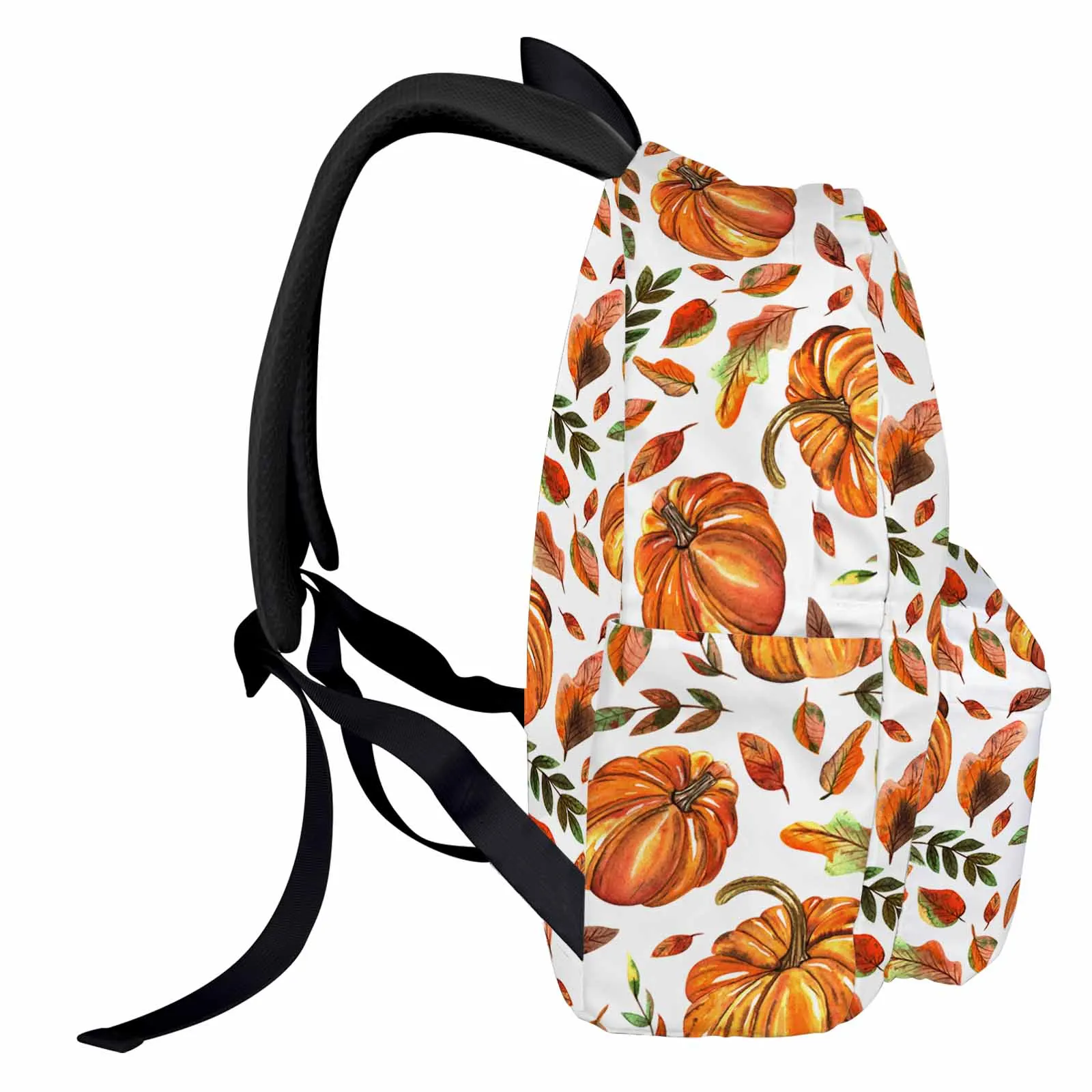 Autumn Thanksgiving Orange Pumpkin Leaves Backpacks Teenagers Student School Bags Laptop Custom Backpack Men Women Travel