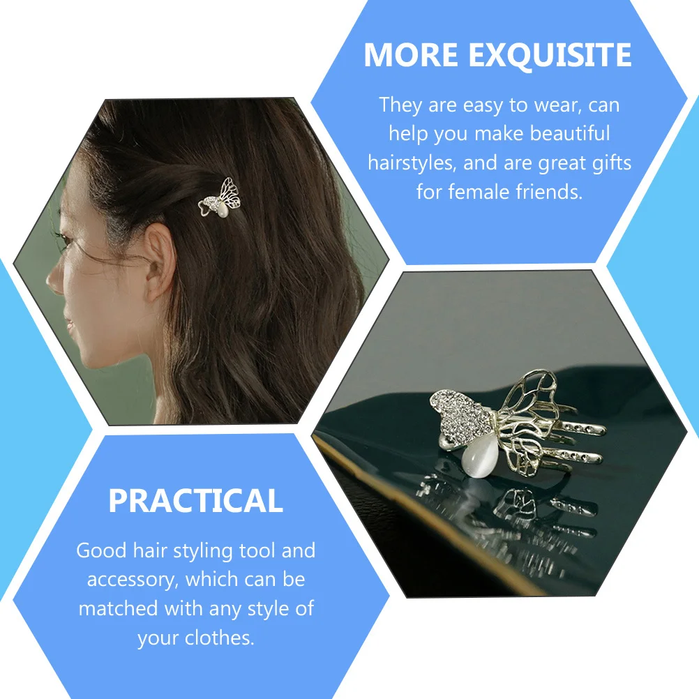 

2Pcs Opal Butterflies Hair Accessories Small Hair Claw Clips Beautiful Ornaments for Women Girls Everyday Wear