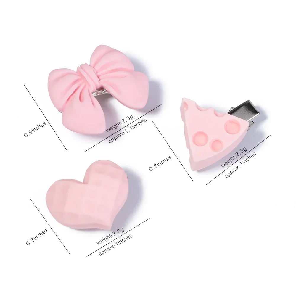 5Pcs/Set Cute Pink Mini Bows Hair Clips for Girls Lovely Heart Hairpins Cartoon Flower Handmade Headwear Kids Hair Accessories