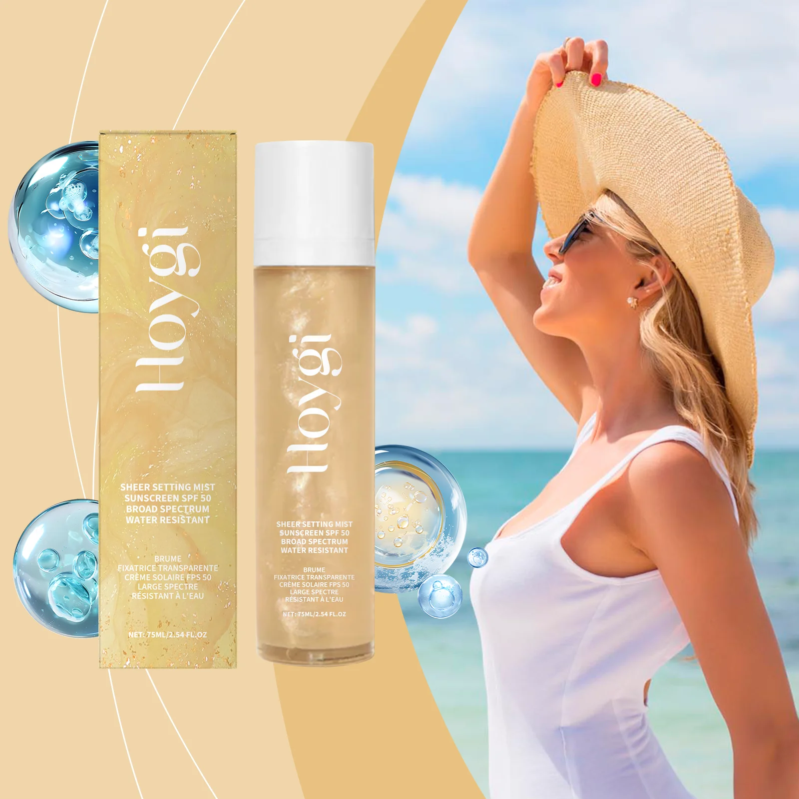 Spf 50+ Setting Sprays for Makeup Waterproof Lasting Oil Control Natural Refreshing Anti UV Sunscreen Finishing Mist Cosmetics