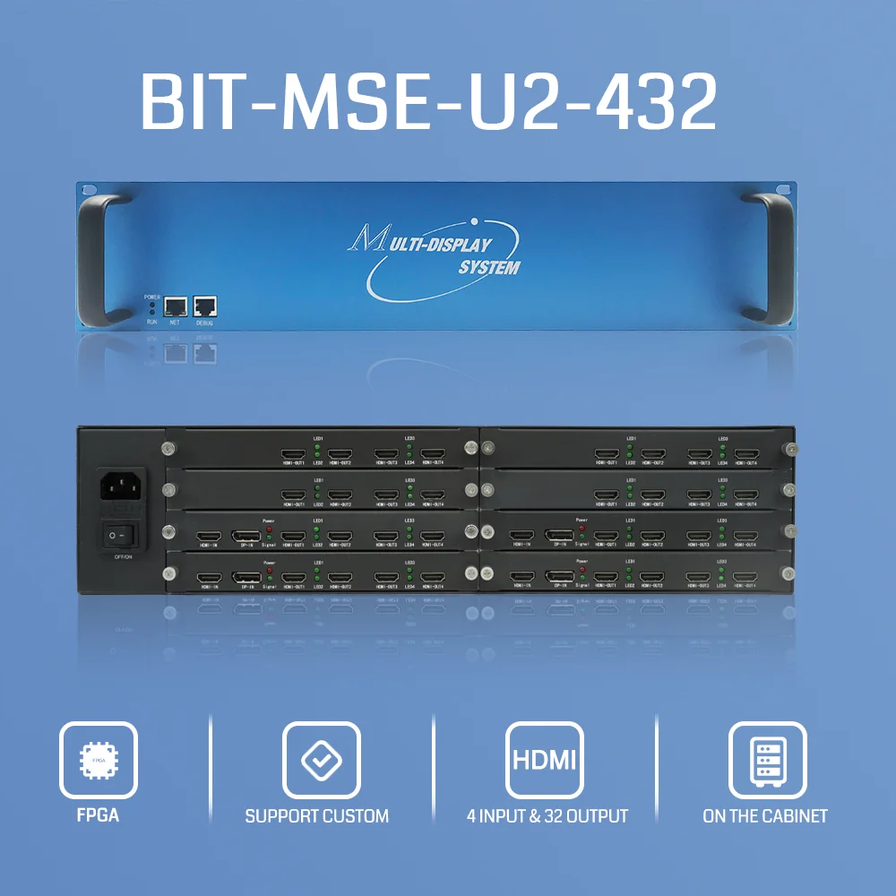 Multi-Screen- Expander, Ultra High Definition, 4 Inputs 32 Outputs for Conference Room, Point to Point, Customized