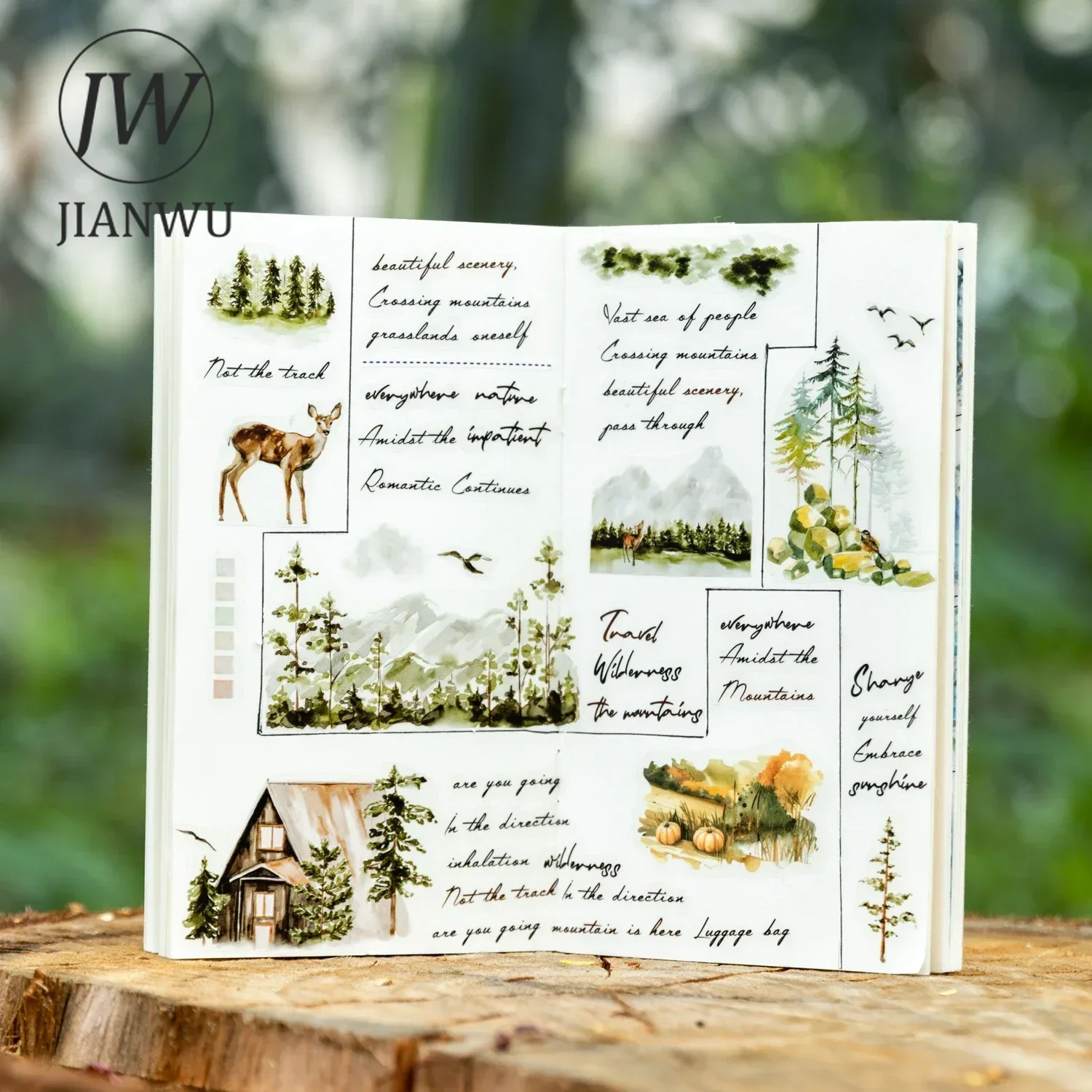 JIANWU Letter From Yamano Series Vintage English Text Material Collage Sticker Book Creative DIY Journal Stationery