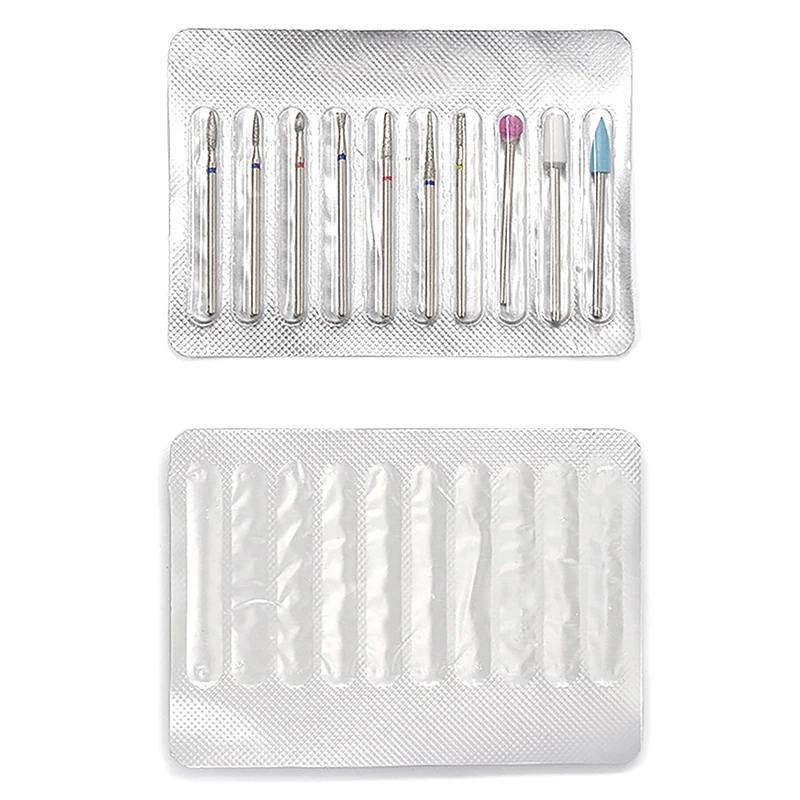 Brocas de diamante para uñas, fresas eléctricas rotativas para manicura y pedicura, limas para cutículas, accesorios para herramientas de uñas, 10 piezas