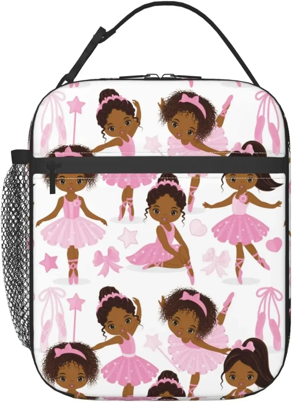 African American Ballerina Lunch Bag for Women Men Insulated Lunch Box Reusable Cooler Thermal Tote Bag for Work Picnic Travel