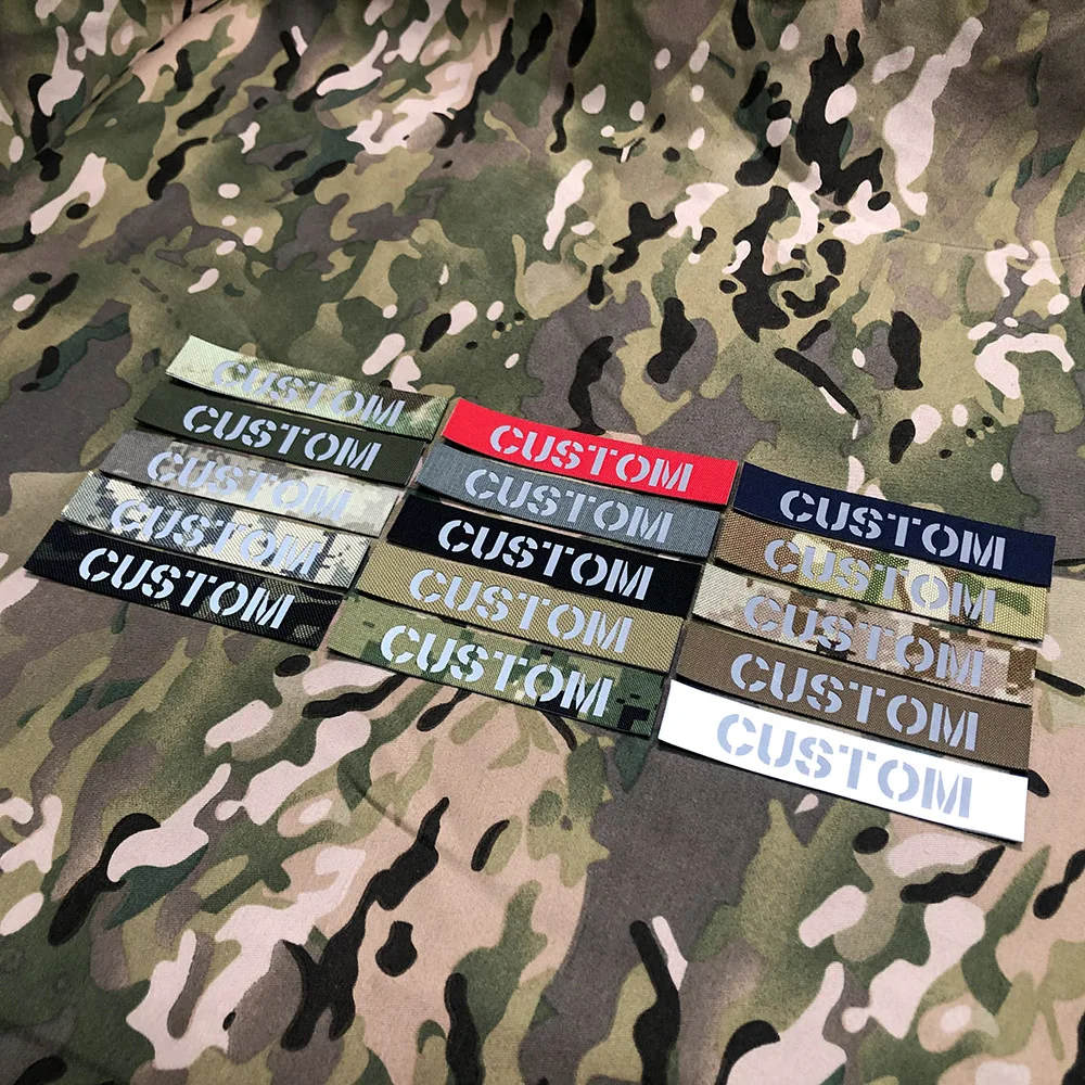 IR IFF Infrared Reflection Patch Custom Laser Cutting  Name Tapes Gray Letters Twoline Morale Tactics Military Airsoft