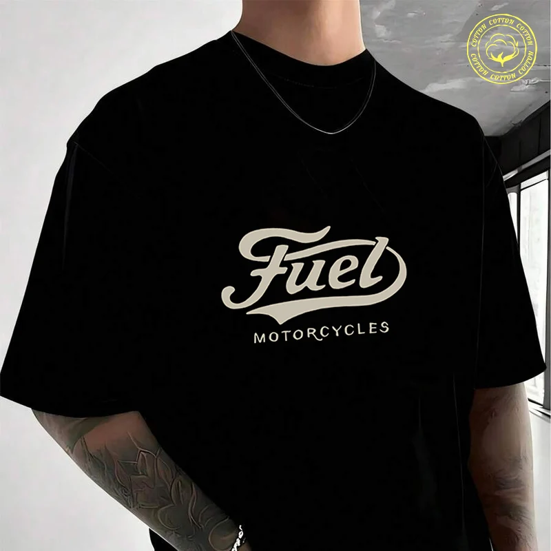 

Футболка из хлопка с дизайном Fuel Motorcycle Ride Design Moto, новые мужские повседневные футболки с круглым вырезом и короткими рукавами