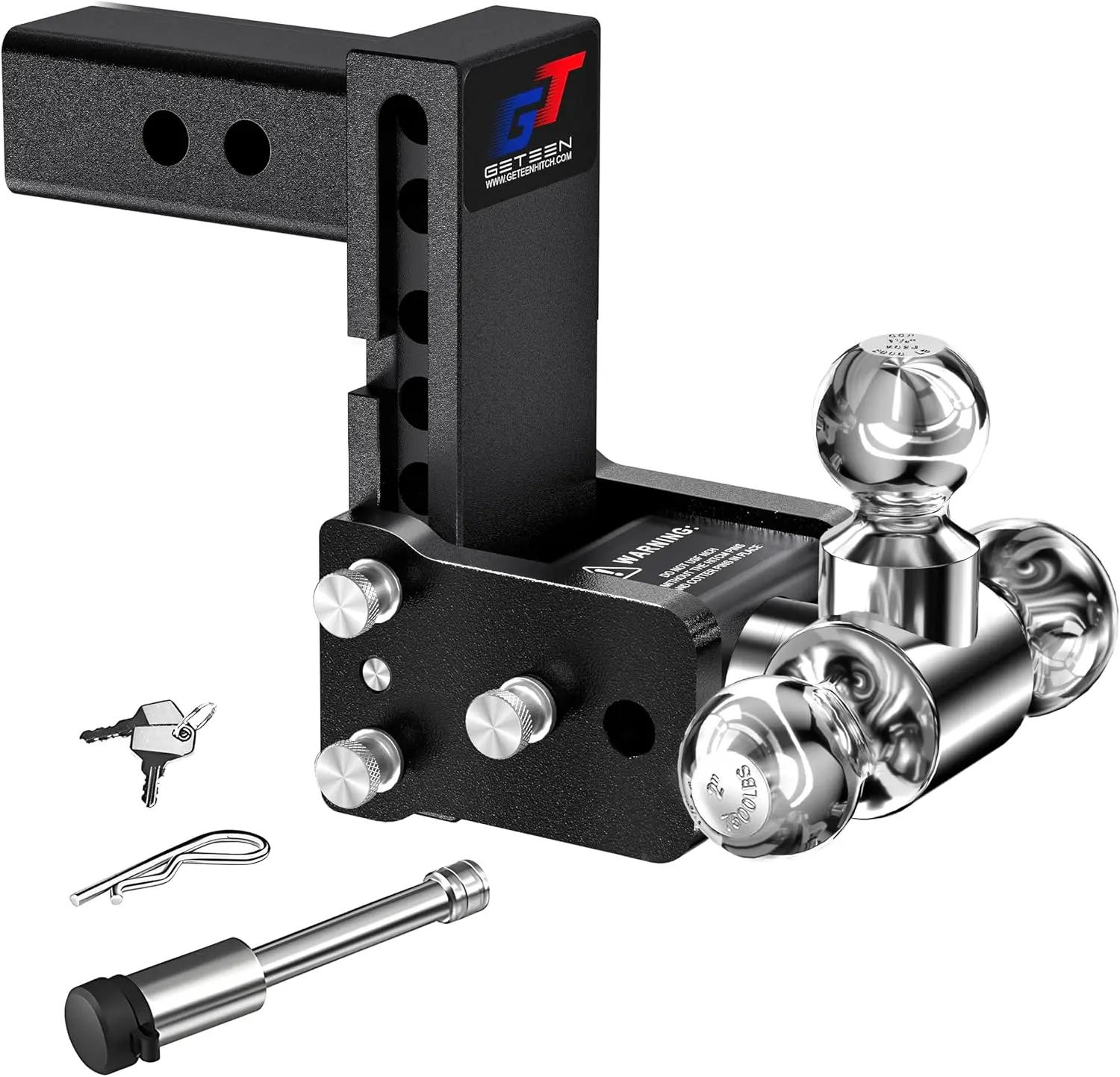 

Trailer Hitches, Adjustable Trailer Hitch Ball Mount - Fits 2" Receiver, Tri-Ball (1-7/8" x 2" x 2-5/16"), 5" Drop, 10,000 GTW -