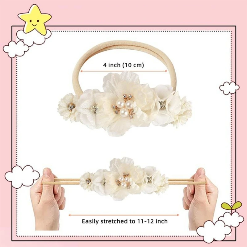 Baby Hairband Elastic Flower Headband for Girls Elegant Headdress Hair Rope