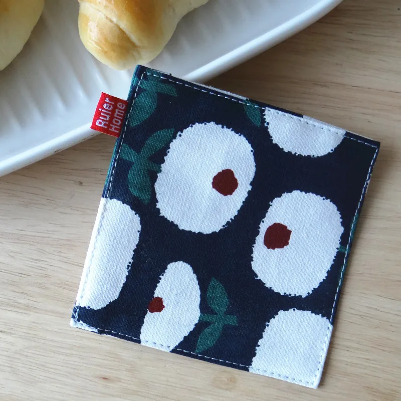 5pcs Japanese Style Double-Layer Fabric Coasters Heat-Resistant Mats for Mugs and Teacups Coaster Set Coasters for Glasses
