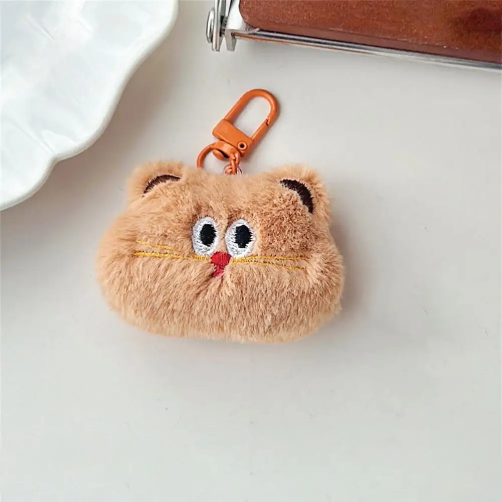 Plush Kitty Head Keychain com Clip, Broche de Animal Fuzzy, Meninas Brinquedos de Boneca de Gato, Pingente Pendurado, Decoração Mochila