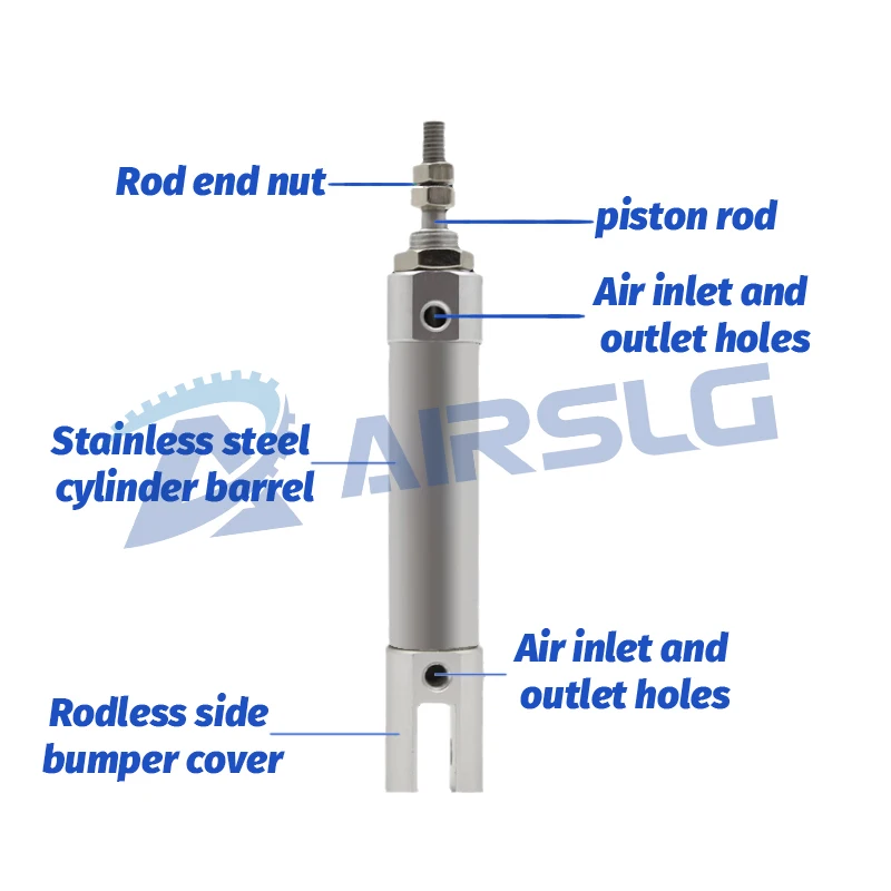 Doppeltwirkender pneumatischer Luftzylinder Mini kleiner CDJ2B Typ Einzelstange 10 mm 12 mm 16 mm Bohrung 20 mm 25 mm 30 mm 200 mm Hub CDJ2B12 – Detail 2