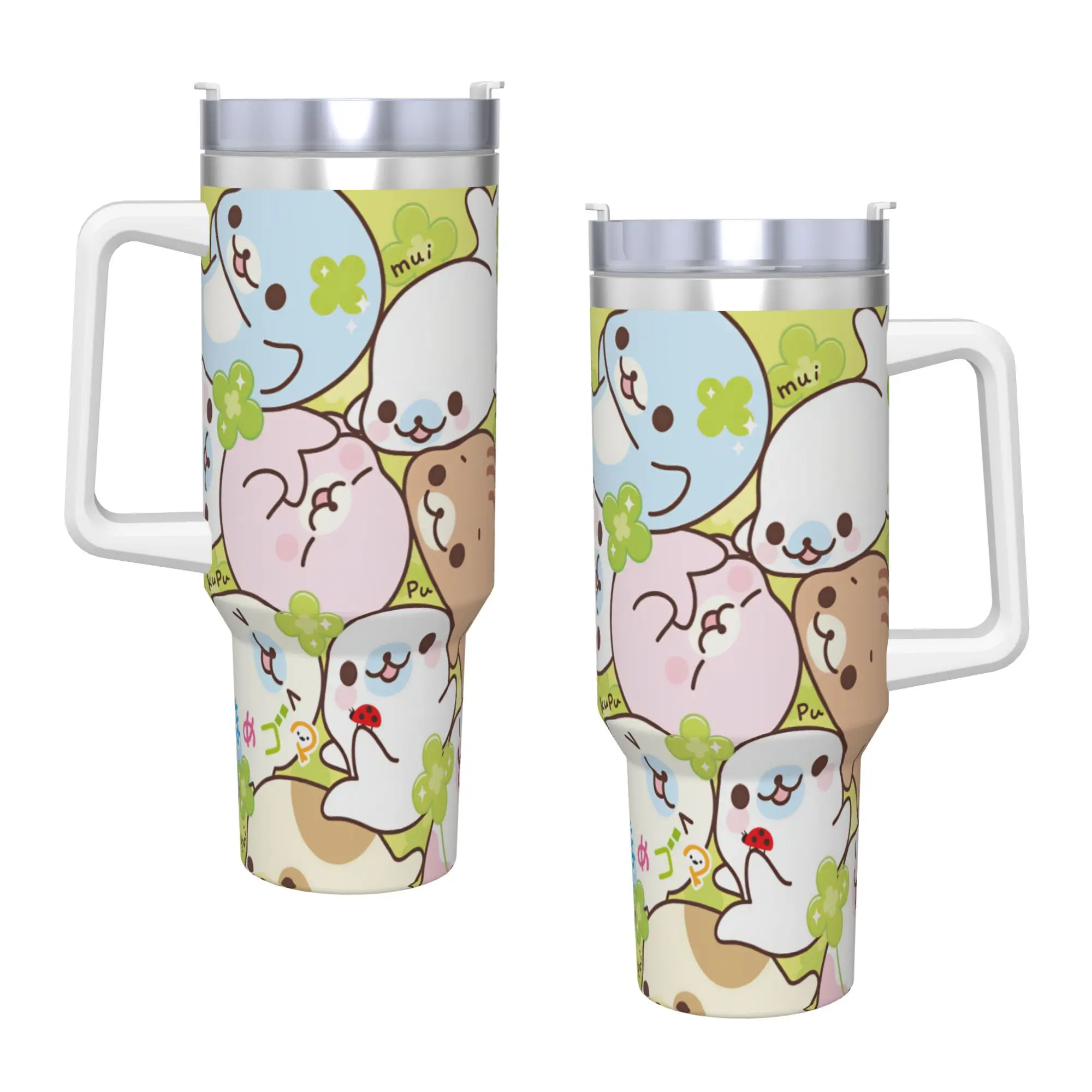 CUTE M-Mamegoma Seal Stainless Steel Tumbler  Car Mugs Large Capacity Thermal Mug Portable Hot Drinks Milk Tea Water Bottle