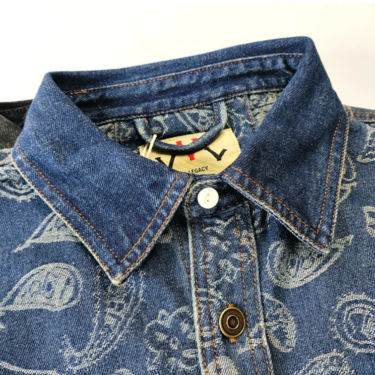 Autumn New Japanese Retro Long-Sleeve Lapel Cashew Printed Shirt Men's Simple 100% Cotton Washed Pocket Casual Blouses Thin Coat