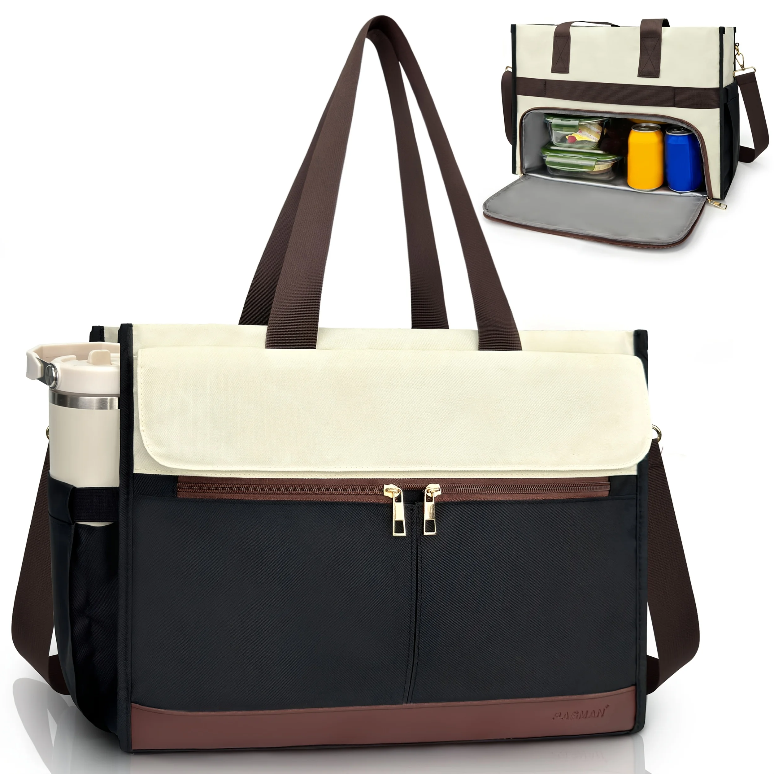Oxford Lunch Bag for Women, Laptop Compartment, Large Insulated Tote Bag with Side Pockets for Nurses Teachers Outdoor Activitie view 5