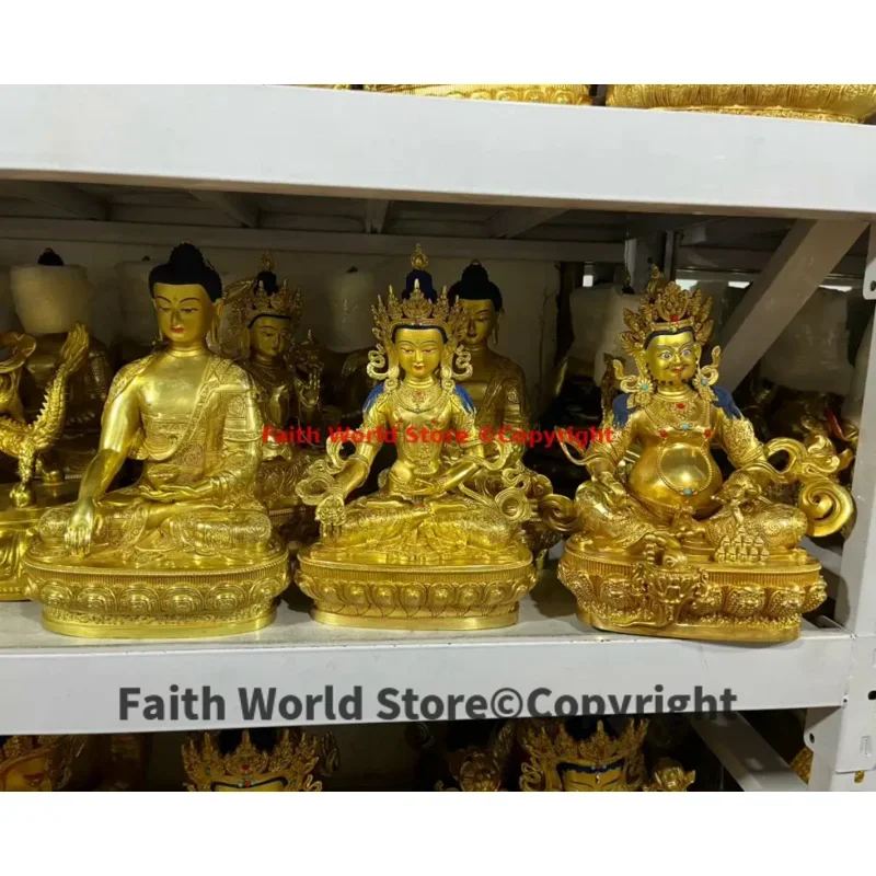 wholesale Tibet Buddha statue High quality copper Tantric Yellow Jambhala god of wealth ksitigarbha home family temple worship