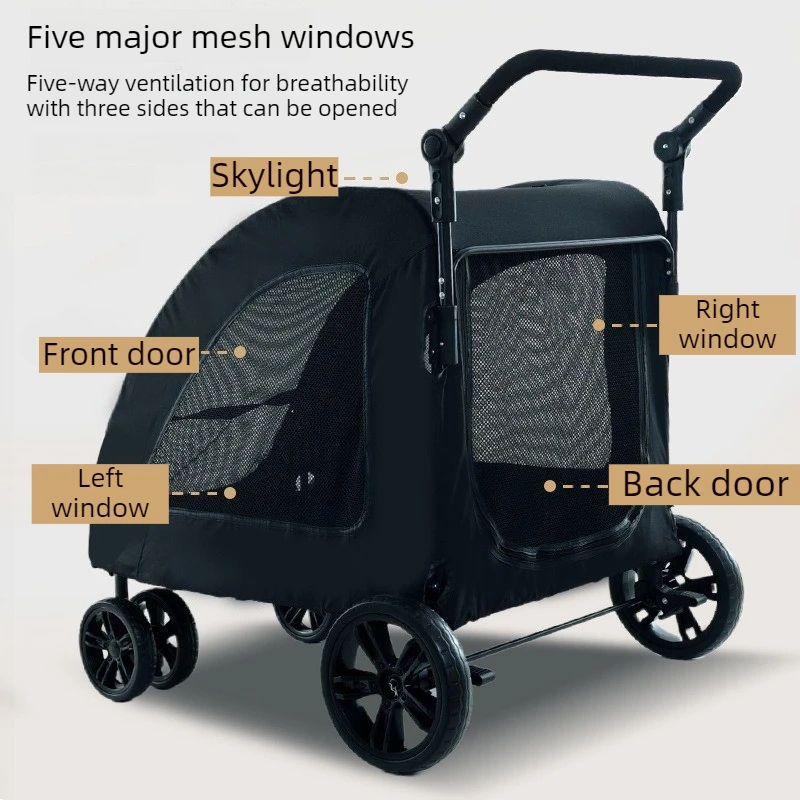 Carrito para perros grandes transpirable con altura ajustable y cierre - imagen 5