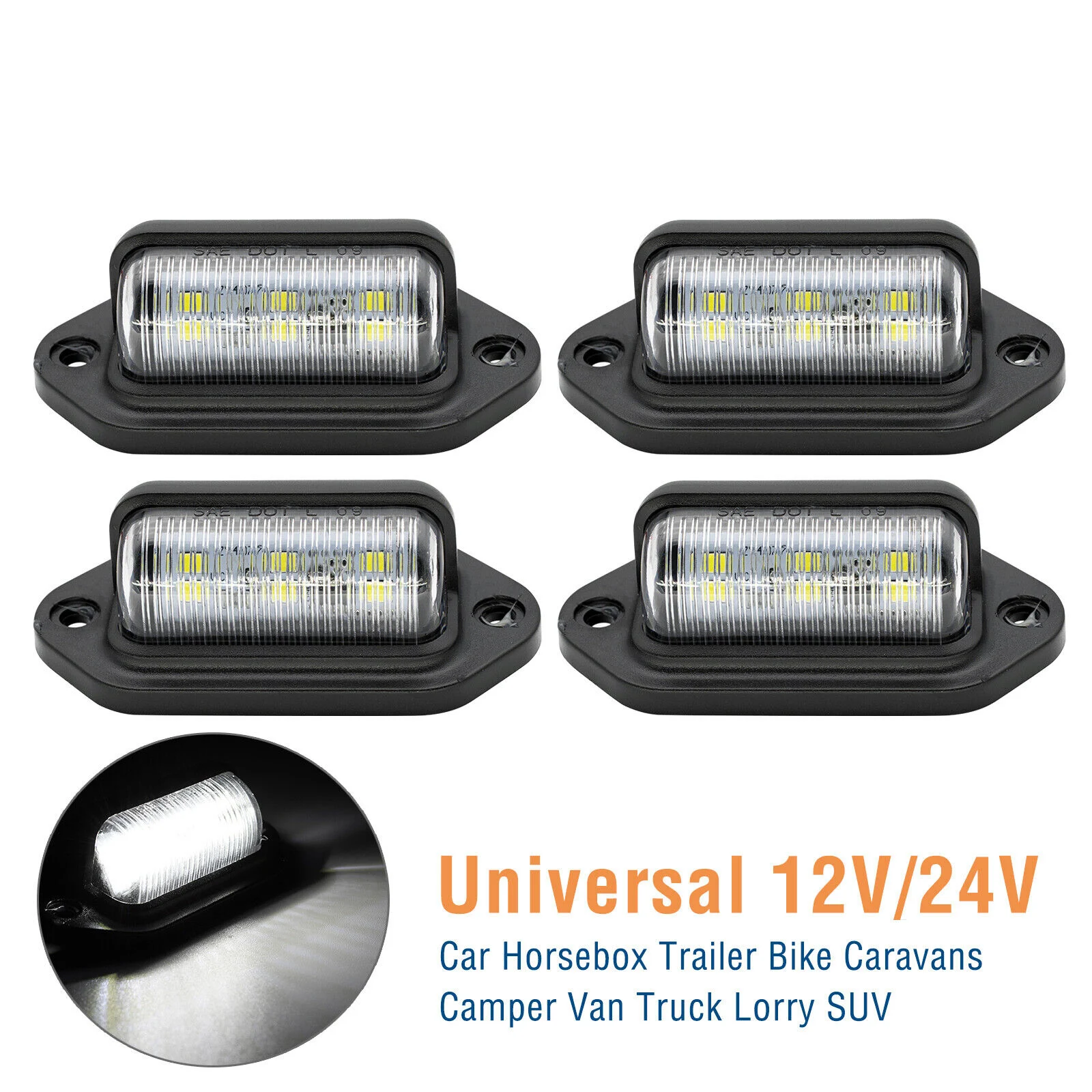 

4pcs Universal 12V 24V LED Number Plate Light Lamp For Trailer Caravan Van Truck License Plate Light Waterproof LED Side Lights