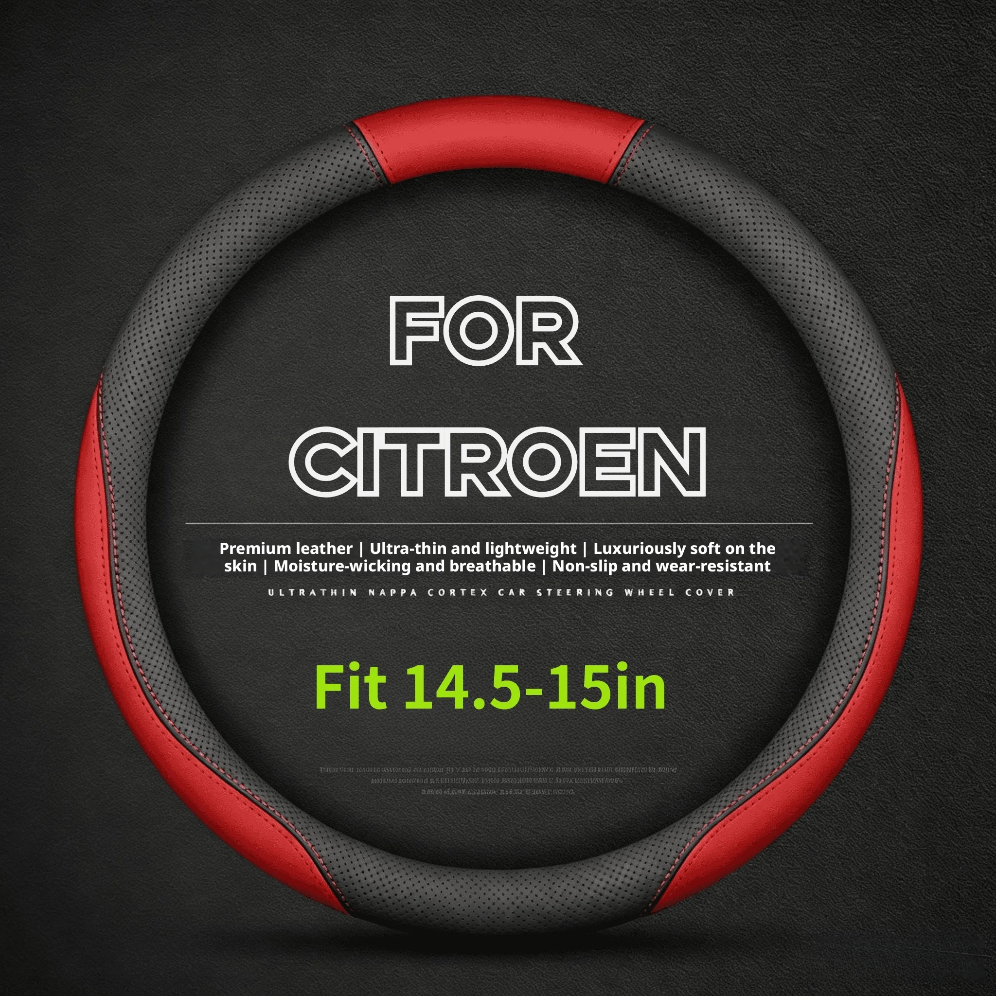 15 inch/37-38 CM anti-slip breathable Premium steering wheel cover suitable for Citroën C4 / C4 Picasso Berlingo C8 Grand C4
