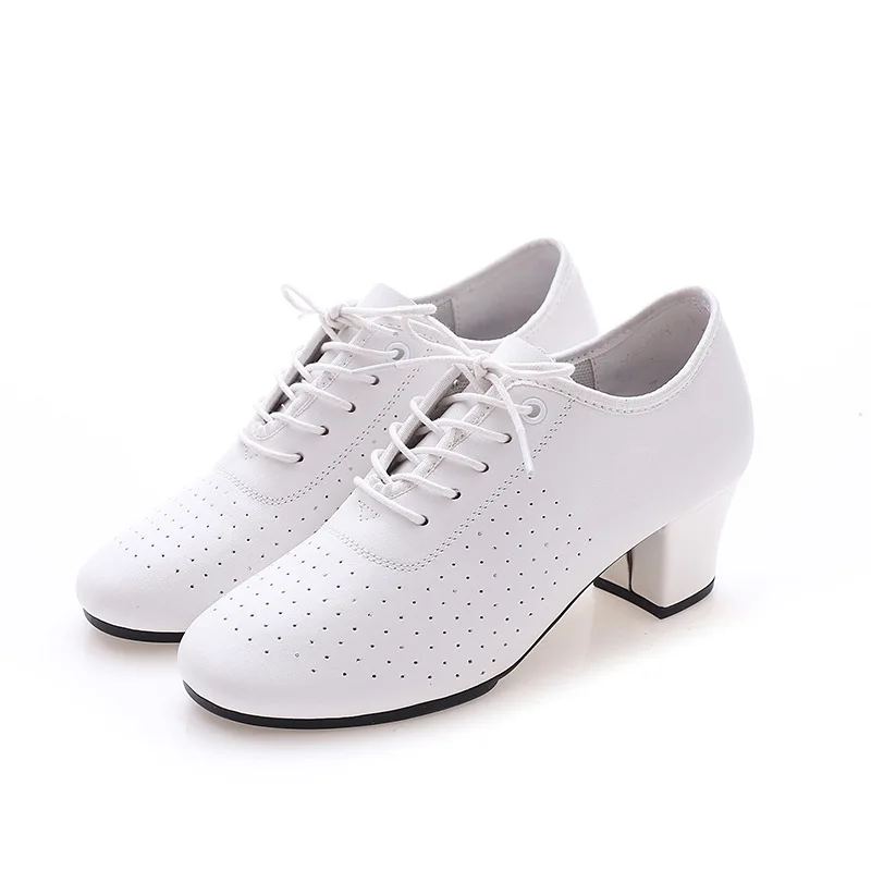 Cowhide Salsa Dance Shoes Women Latin Dance Shoes Genuine Leather Heels Soft Bottom Modern Party Ballroom Tango Dancing Shoes