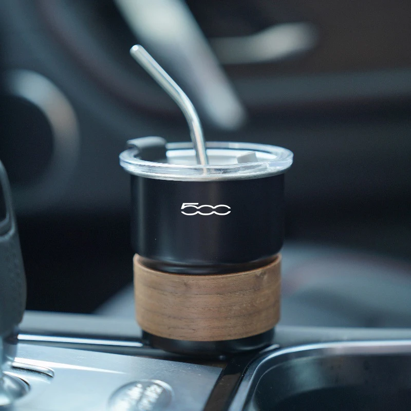 304 Car Stainless Steel Coffee Mug with Lid Anti-Scald Drinks Cup For FIAT 500 Grande Stilo Freemont Punto Astra Bravo 500X Tipo