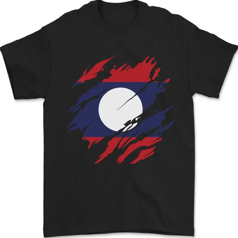 Zerrissen Laos Flagge Laotisches Tagcatoriball Herren 100% футболка Baumwolle