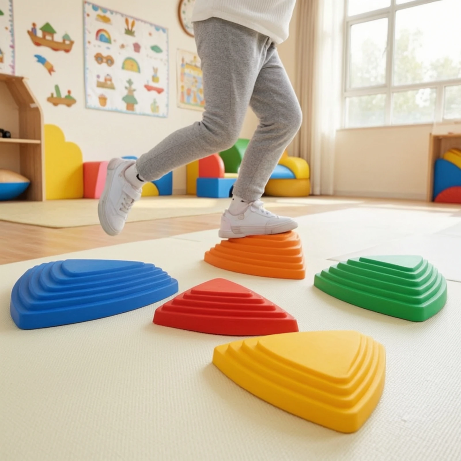 5 Pieces Balance Stepping Stones Long-Lasting Sensory Stepping Stones Toy Set Stackable Lightweight for Toddlers, Playroom