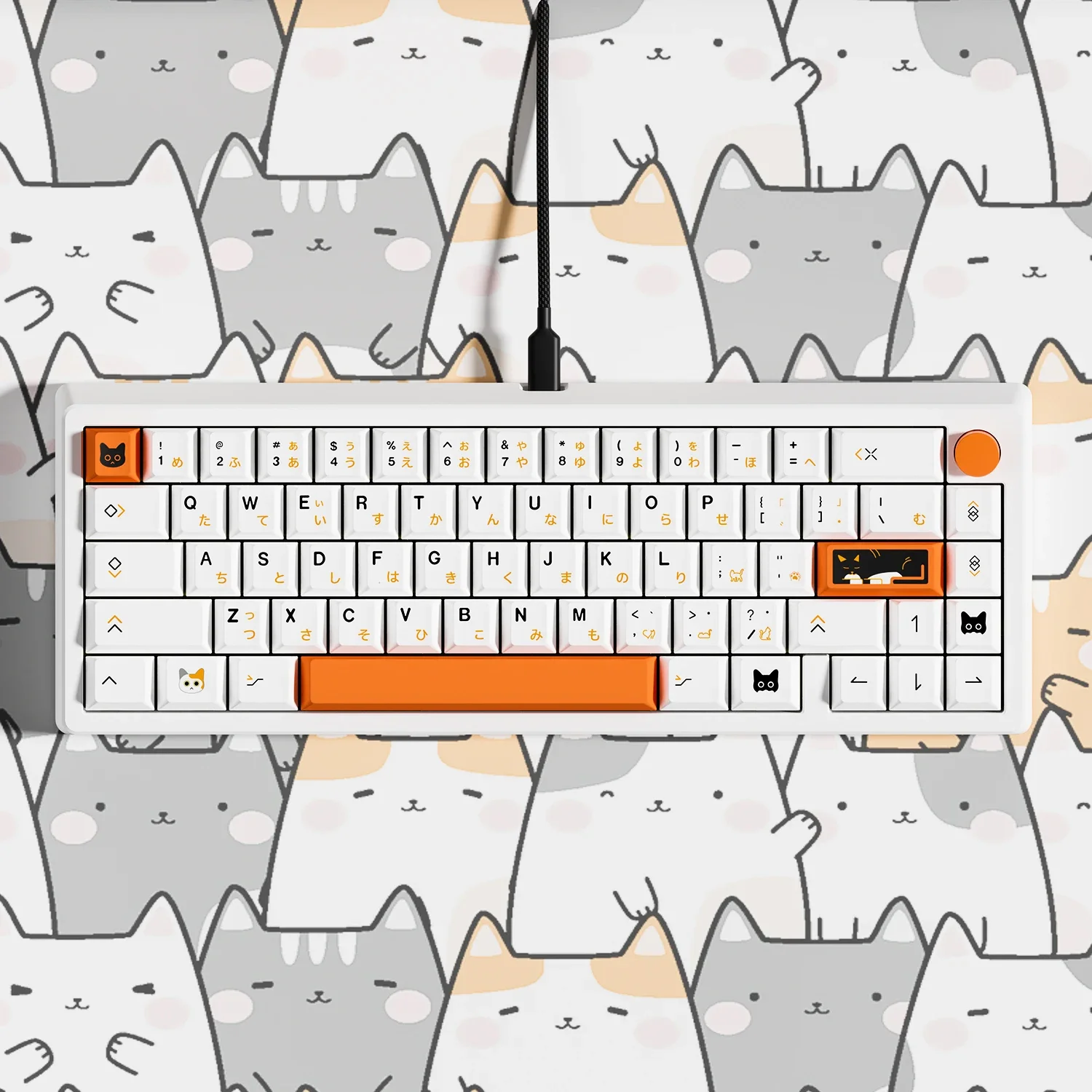 Imagem -03 - Teclado Japonês Branco Keycap Calico Cat Keycap Bonito Small Complete Grupo Pbt Cherry 65 75 98 104for Teclado Mecânico 126 Teclas