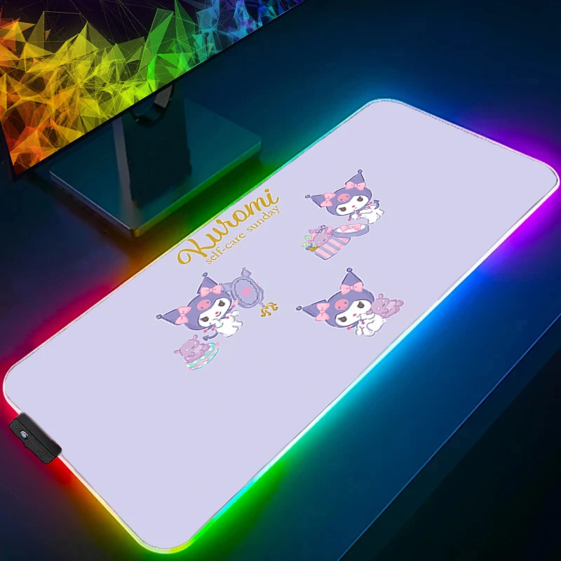 Mouse Pad RGB Kuromi Backlight Gaming Designed specifically Accessories Carpet Gamer PC Computer Keyboard Desk Mat LED Mausepad